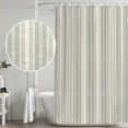 thumbnail image 4 of Light Green Lines Shower Curtain Set - 72" x 78" Washable Bathtub Curtain with 12 Hooks, Retro Minimalist Stripes Pattern Waterproof Fabric Stall Shower Curtains for Bathroom/Bathtub Décor, 4 of 6