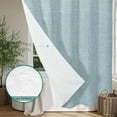 thumbnail image 4 of Xipuska Vintage Haze Blue Shower Curtain - Water Repellent Fabric Shower Curtains Washable, Farmhouse Retro Solid Color Linen Texture Decorative Cloth Bathroom Curtains Modern Bath Decor 72"x78", 4 of 6