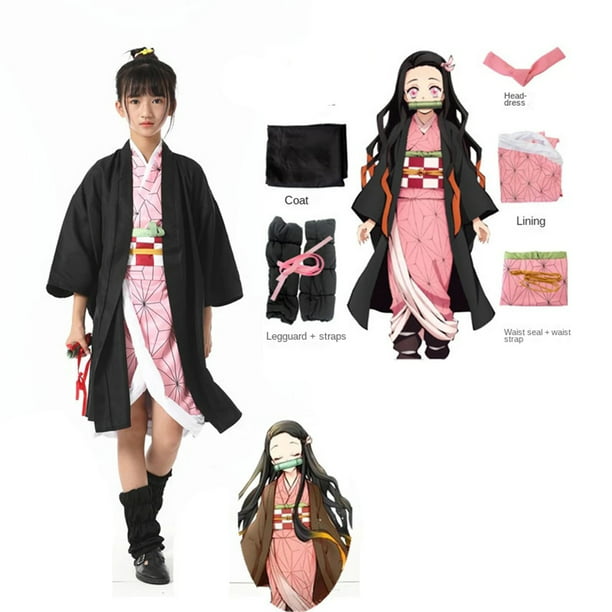 6PCS Anime Kamado Nezuko Cosplay Costume for Kimono for Kids Girls,Children 160CM - Walmart.com