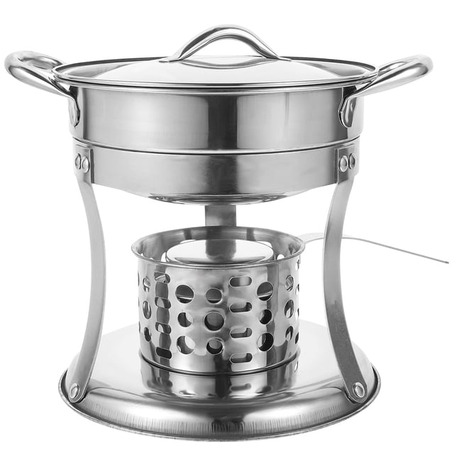 SHISUYAN Stainless Steel Hot Pot with Stove for Kitchen Use Silver Color Durable and Easy to Clean 10 Inch