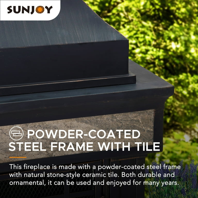 Sunjoy Cole Wood Burning Fireplace - Black Sunjoy Cole Wood Burning Fireplace - Black