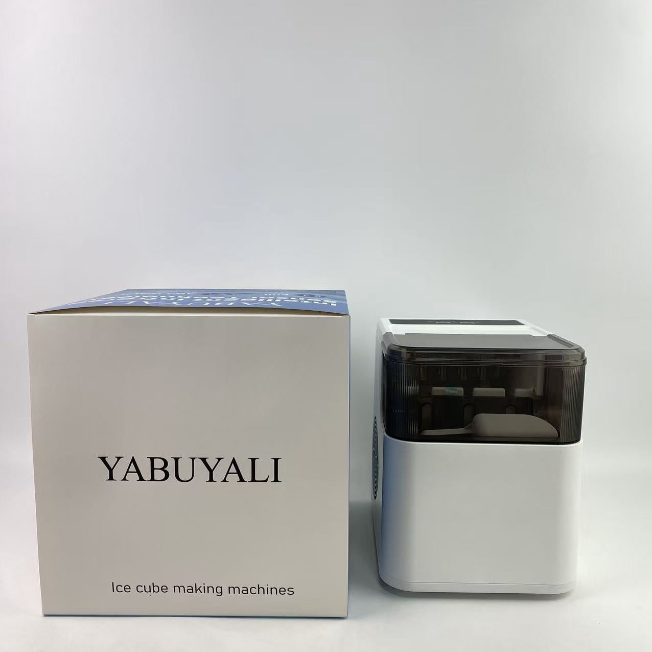 YABUYALI Ice cube making machines,Countertop Ice Maker Machine with Handle, 26lbs Per Day, 9 Ice Cubes Ready in 6 Mins, for Home/Kitchen/Camping/RV (White)