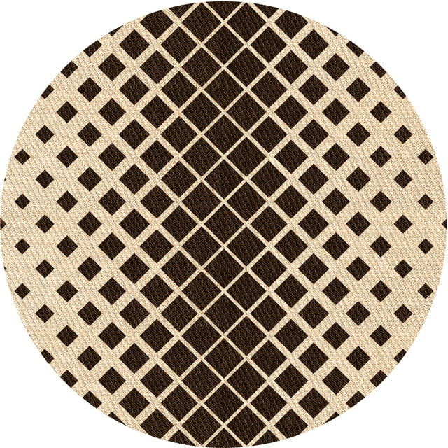 Ahgly Company Machine Washable Indoor Round Transitional Deep Peach Orange Area Rugs, 5' Round