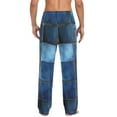 thumbnail image 4 of Dark Blue Square Mosaic Mens Cotton Pajama Pant Sleep and Lounge Bottons with Pockets, 4 of 7