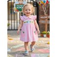 thumbnail image 4 of Cjfdfy Toddler Baby Girl Back to School Dress Kindergarten Outfits Little Baby Girls First Day of School Outfit Apple School Bus Embroidered Flying Sleeve A-line Summer Fall Plaid Gingham Dress, 4 of 9
