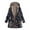 Navy, variant on Women's Retro Print Hooded Jacket - Long Sleeve Zip Up Fleece Lined Coat Oversized Thick Composite Sherpa Pullover Vintage Floral Winter Warm Outerwear