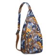 thumbnail image 1 of Jungle Floral Sling Backpack - Exotic Monstera & Flowers Design Crossbody Bag, Fashionable Pack, 1 of 4