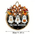 thumbnail image 3 of 30cm Halloween Specters Door Hanger With Leaves Decors User friendly Wooden Fabric Wall Art For Holiday Party Indoor Outdoors Decoration, 3 of 8