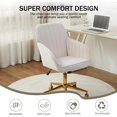 thumbnail image 5 of Velvet Home Office Chairs with Gold Base Upholstered Tufted Modern Height Adjustable 360 Degree Swivel Desk Chairs with Wheels, Vanity Chairs for Living Room, Bedroom,Study Room (Cream), 5 of 9