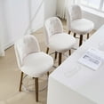 thumbnail image 5 of WOOW DEPOT Button-tufted Swivel Bar Stools Set of 1, 26" Upholstered Linen Fabric Barstools w/ Mid-back Wood Legs Large Seat, Mid Century Modern Bar Chair Island Stool for Kitchen Counter, 5 of 11