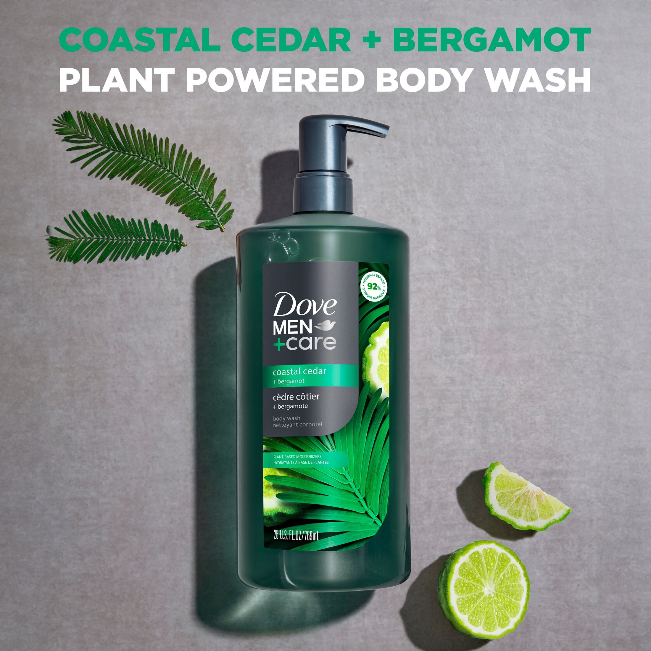 (4 pack) Dove Men+Care Coastal Cedar + Bergamot Moisturizing Body Wash Coastal Cedar Dermatologist Body Wash For Men Sulfate Free, Paraben Free, & Dye Free , 26 fl oz