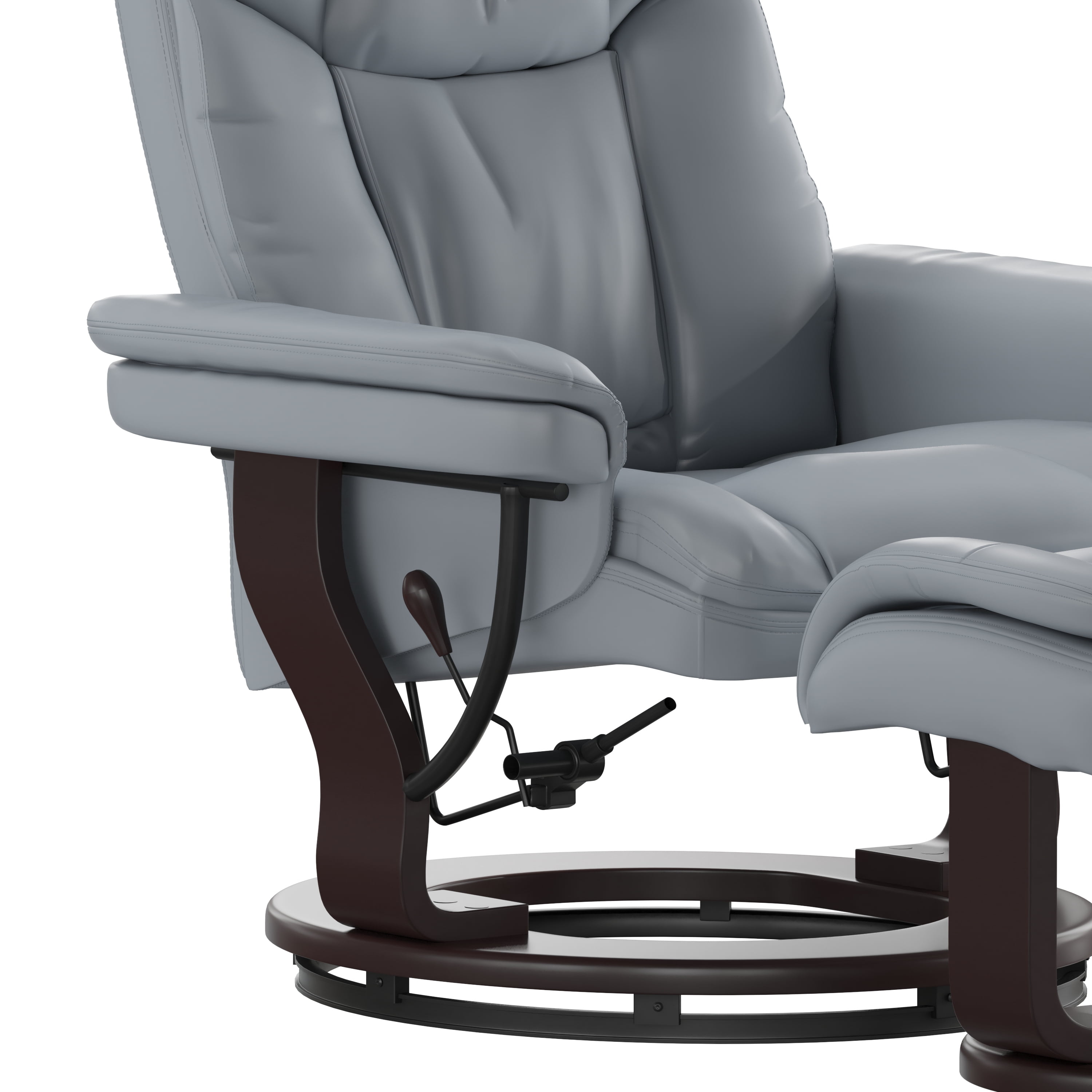 Emma + Oliver Recliner Chair with Ottoman | Gray Faux Leather Swivel Recliner Chair with Ottoman Footrest