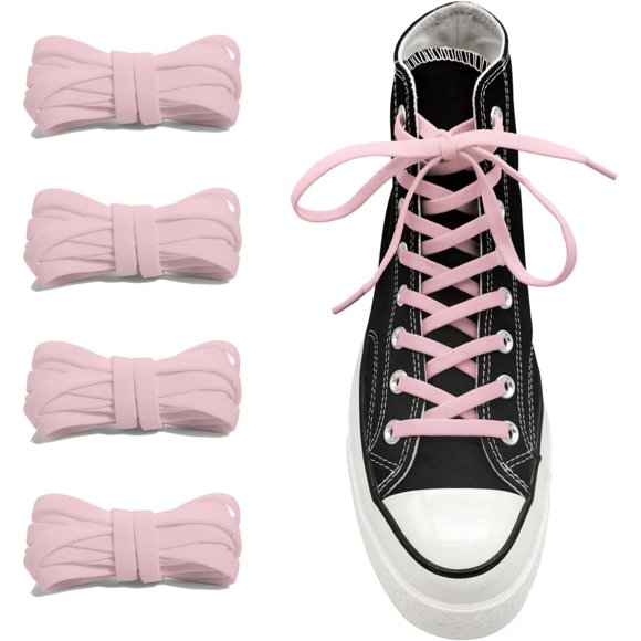 GHSDFBB 2 Pairs 5/16" Wide Elastic Shoe Laces Replacement Laces for Converse High Tops, Stretch Flat Shoelaces Shoe Strings