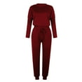 thumbnail image 3 of Enjoytime Sweatsuits Women 2 Piece Outfit Solid Color Crewneck Long Sleeve Tops Sweatpants Matching Sets Loose Casual Plus Size Lounge Set, 3 of 4