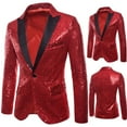 thumbnail image 2 of Douhoow Men Sequins Blazer Gentleman Formal Coat Stage Performer Host Tuxedos, 2 of 5