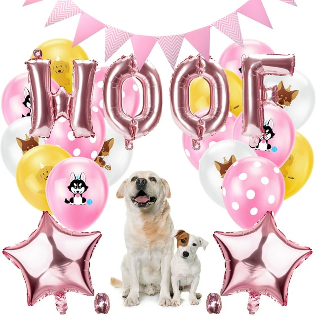 Pet Dog Birthday Supplies Set Assorted Hanging Banner Latex Balloon Foil Balloon
