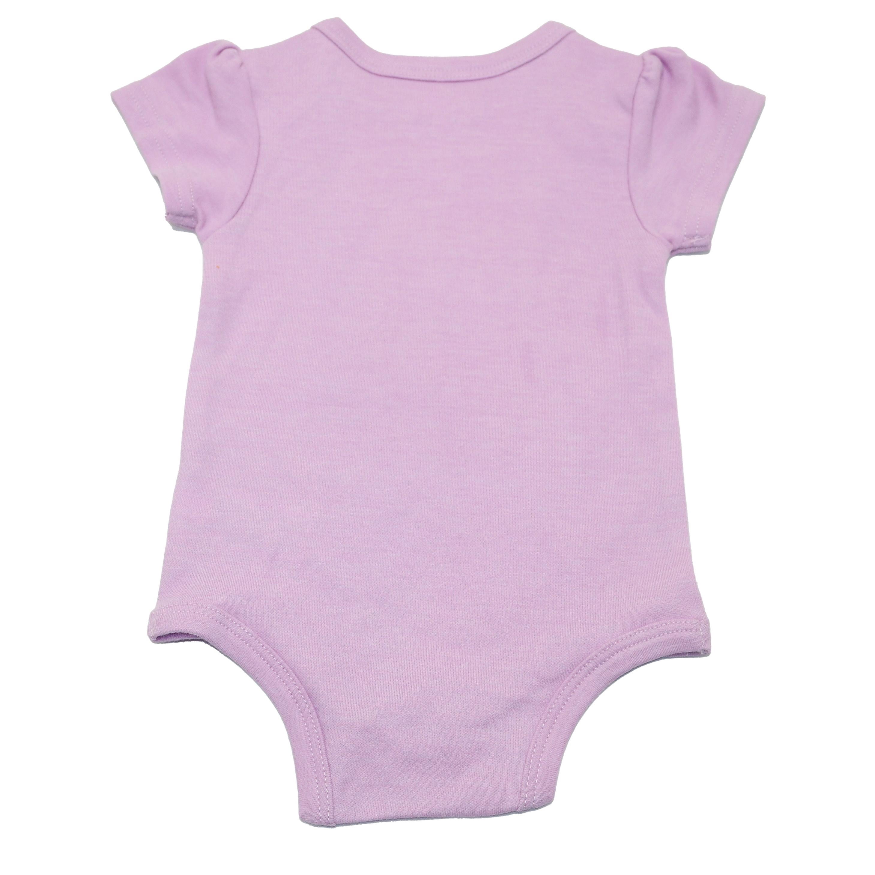 Disney Clothes Baby Girls 3-Pack Bodysuits – Minnie Mouse Short Sleeve Outfit Set (Pink/Purple) – 0/3M
