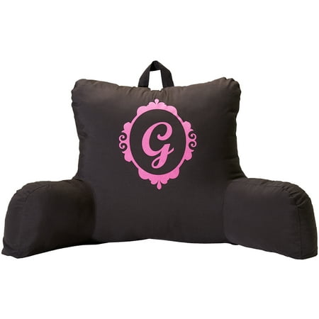 Personalized Micro-Fiber Backrest Pillow, Black-Initial