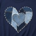 thumbnail image 3 of Women's Denim Heart Graphic T-Shirt, Short Sleeve Casual Tee, 3 of 9