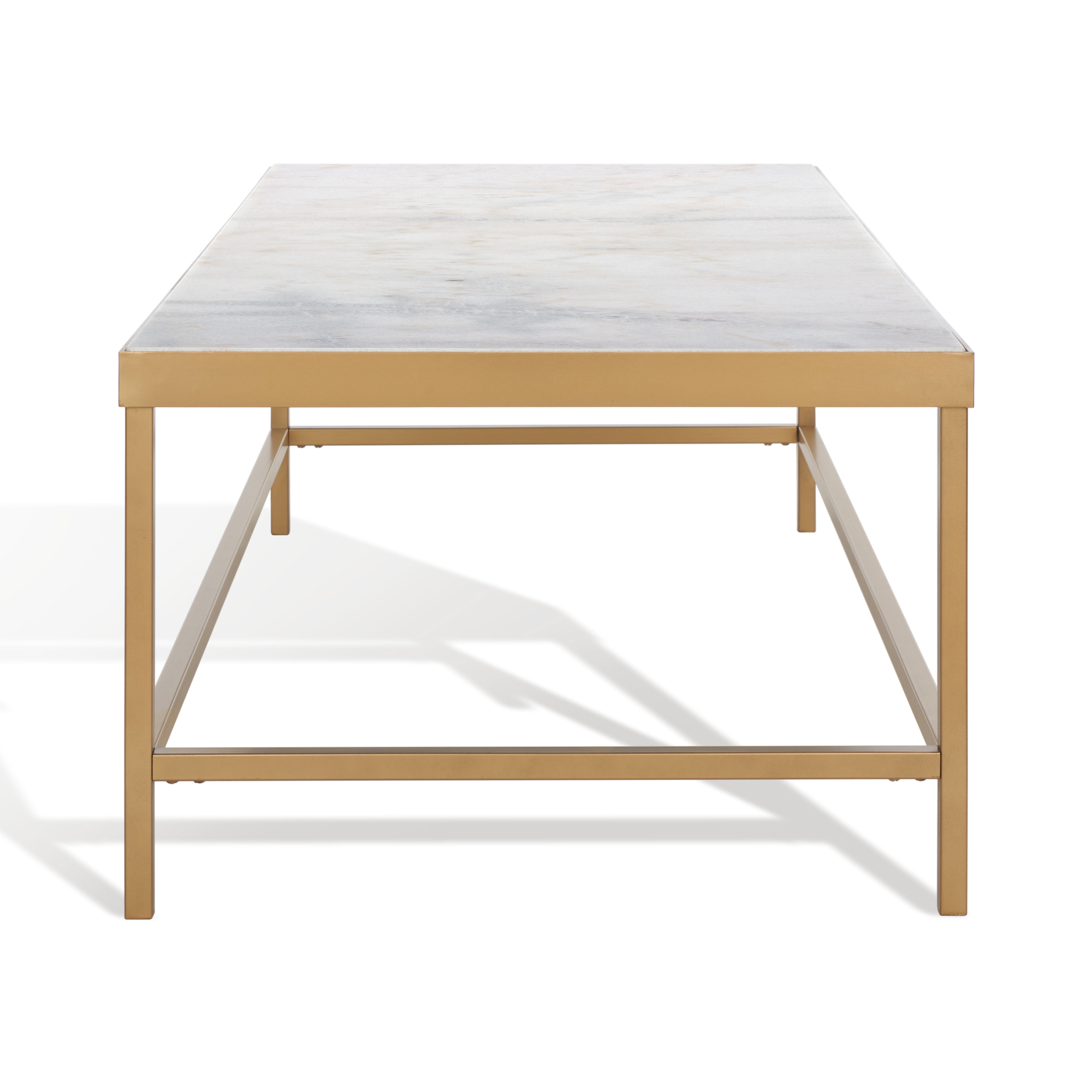 SAFAVIEH Couture Caralyn Contemporary Marble Coffee Table, White/Brass