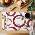 thumbnail image 2 of Red Grey Placemats Set of 12, Geometric Circle Modern Abstract Simple Art Placemats for Dining Table, Place Mats for Kitchen Tabletop, Waterproof Wipeable Dining Table Mats Set, 2 of 9