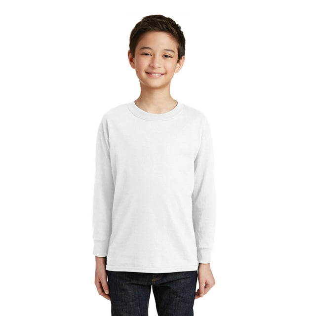 Gildan T-Shirt à Manches Longues pour Garçons en Coton 100 pour Cent avec Encolure Rubanée. 5400B