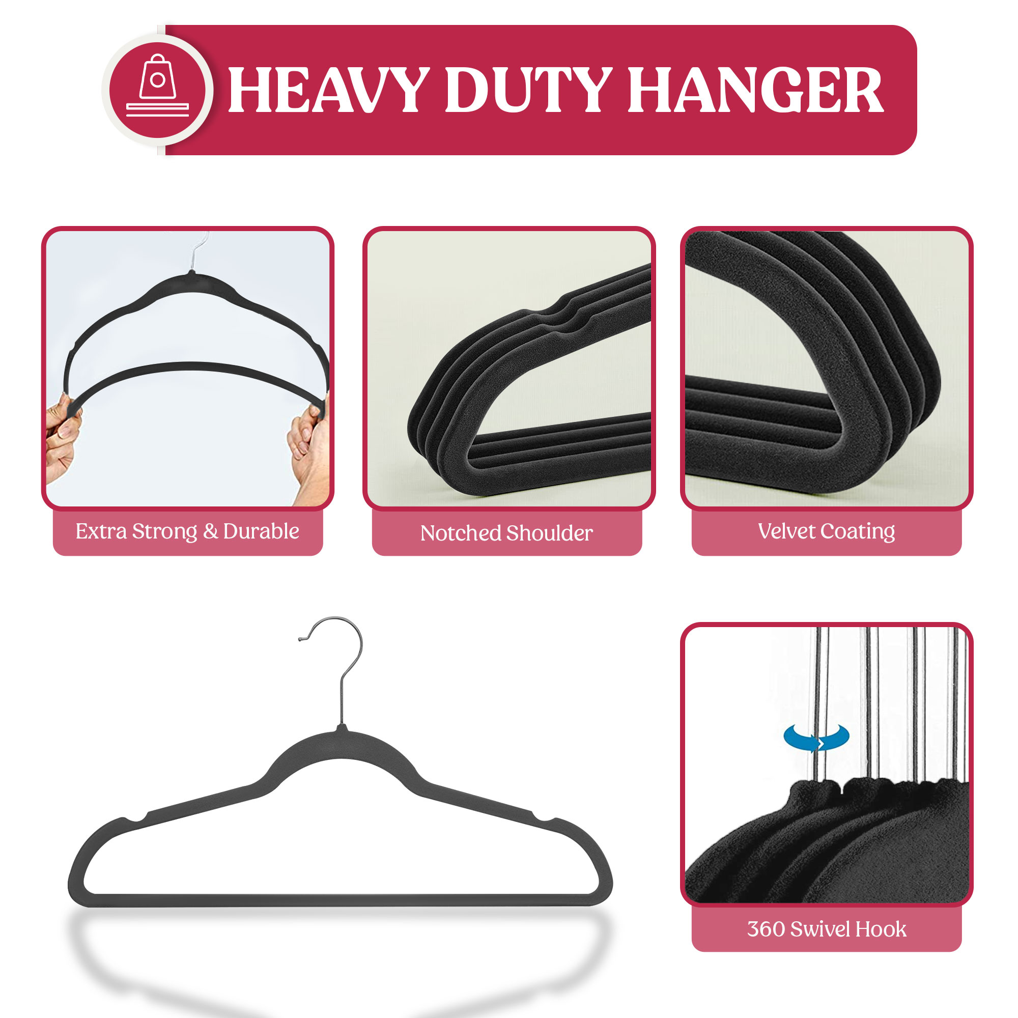 Lux Decor Collection 30-Pack Black Velvet Hangers photo 6