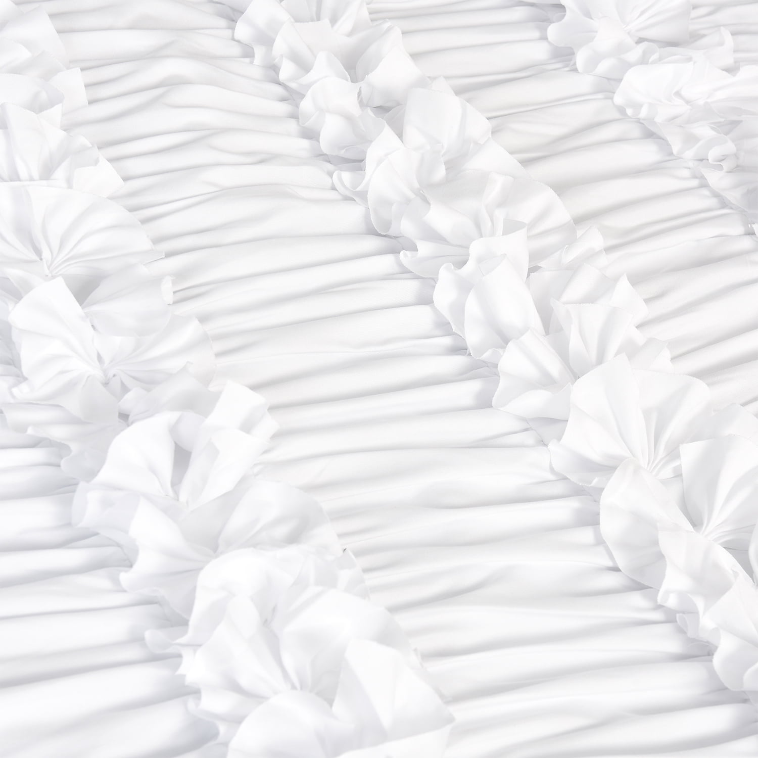 EvJk White Blackout Window Curtain 54" x 84", 2 Panels Curtains with Handmade Ruffles