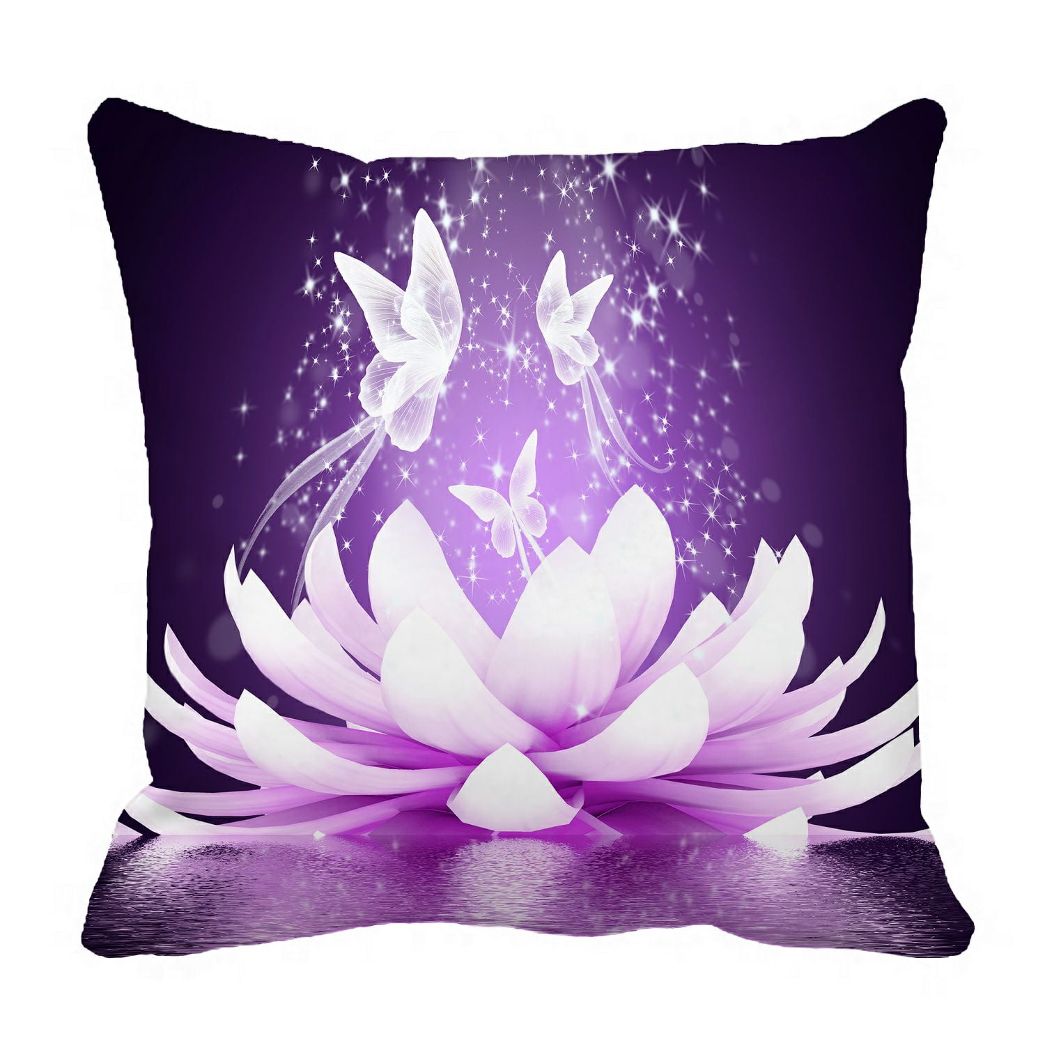 PHFZK Butterfly Pillow Case, Beautiful Lotus Flower Pillowcase Throw