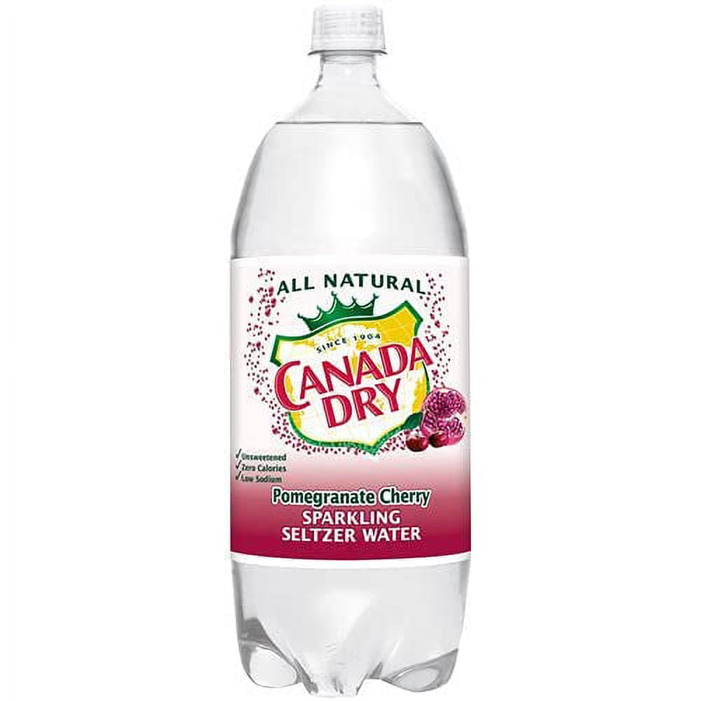 Canada Dry Pomegranate Cherry Sparkling Seltzer Water 2 Liter Bottle (Pack f 2) with Colorful and White Straws