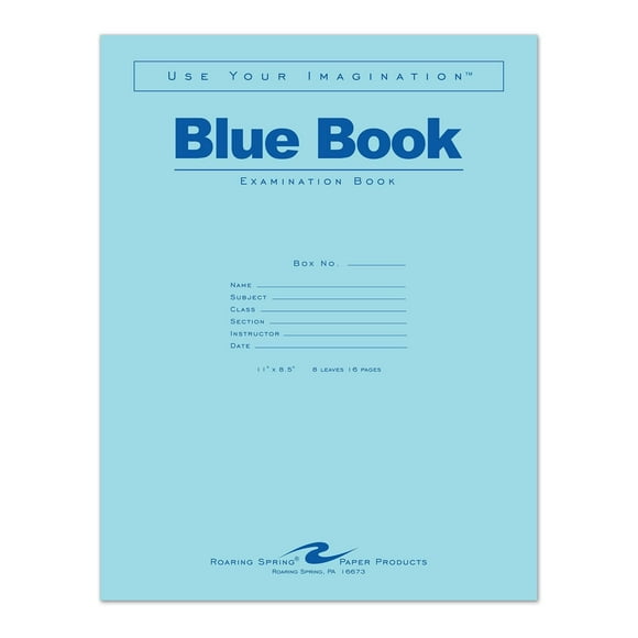 ROARING SPRING Blue Exam Book, 11" x 8.5", 8 sheets/16 pages 50 Packs,77517
