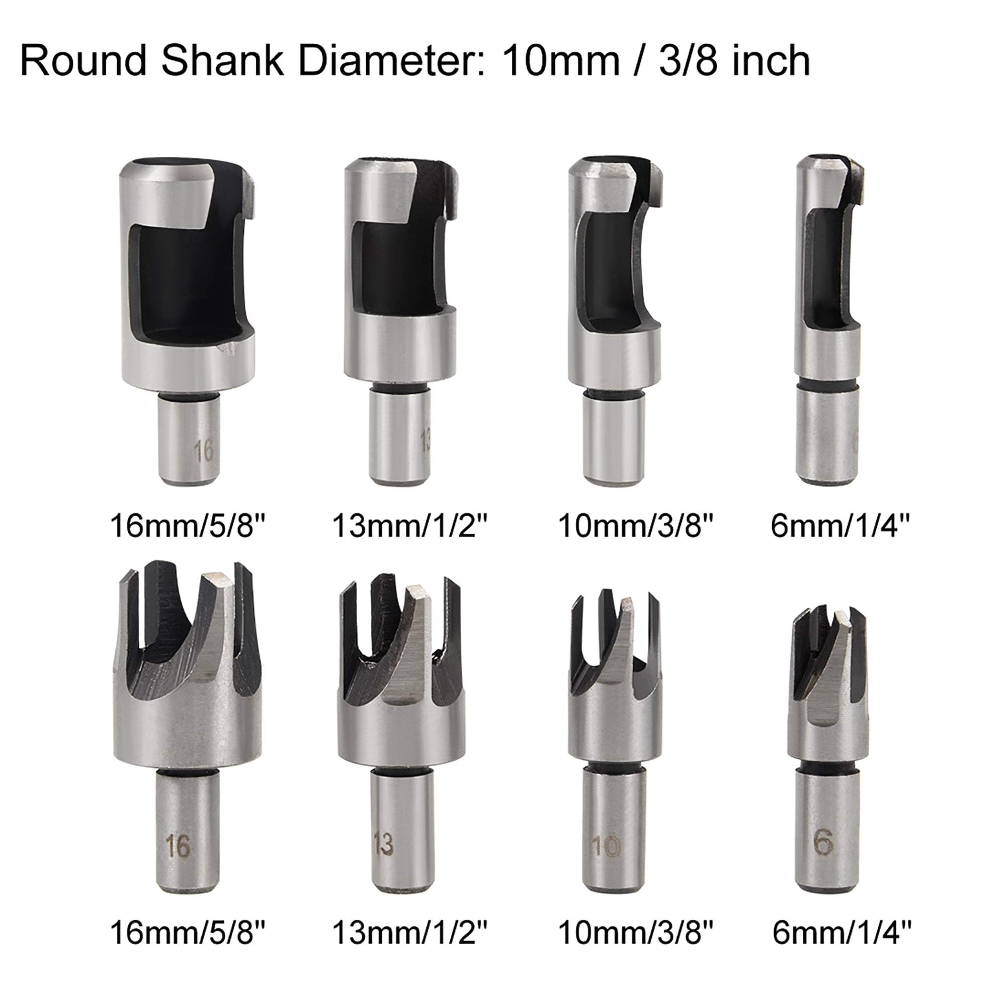 4x Wood Plug Hole Cutter Set Claw Dowel Maker Cutting 10mm Shank Drill Bits 