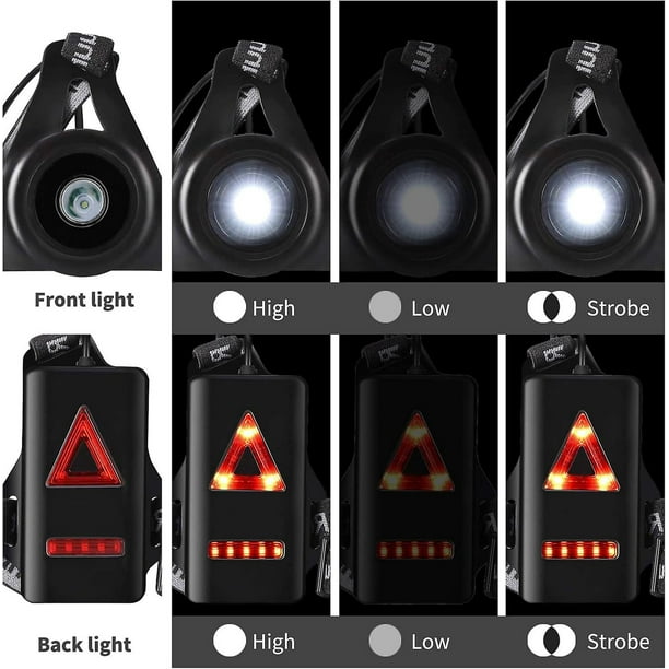Lampe de course rechargeable par USB, angle de faisceau réglable à 90