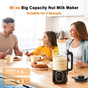 Luxmo 50oz Automatic Nut Milk Maker, Homemade Hot Soy Milk Almond Cow Maker Machine, 10-in-1 Plant-Based & Dairy-Free Beverage Oat Milk Maker with Delay Start, Keep Warm, Boil Water(1500ML)