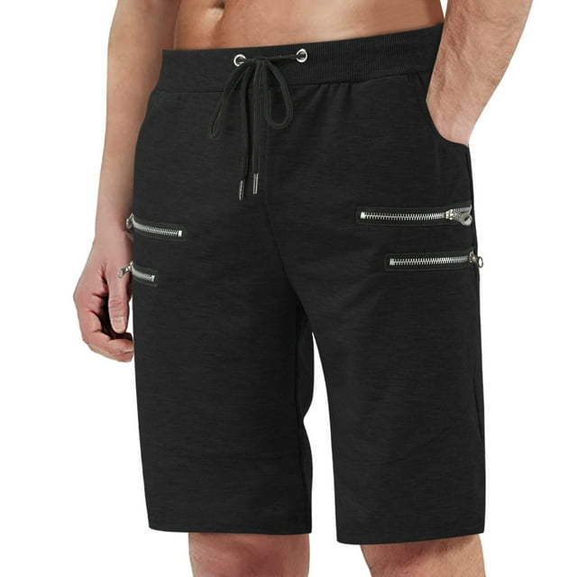 Aayomet Shorts Men Cargo Pants Button Solid Color Pocket Tether Plus Size Mid Wash Shorts (Black, XXXL)