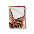 thumbnail image 2 of Coffee Soft Flannel Fleece Blanket, Coffee Themed Collage of Mugs Polka Dots Flowers Beans Muffins Close up Photography, Cozy Plush for Indoor and Outdoor Use, 50" x 70", Brown Red, by Ambesonne, 2 of 6