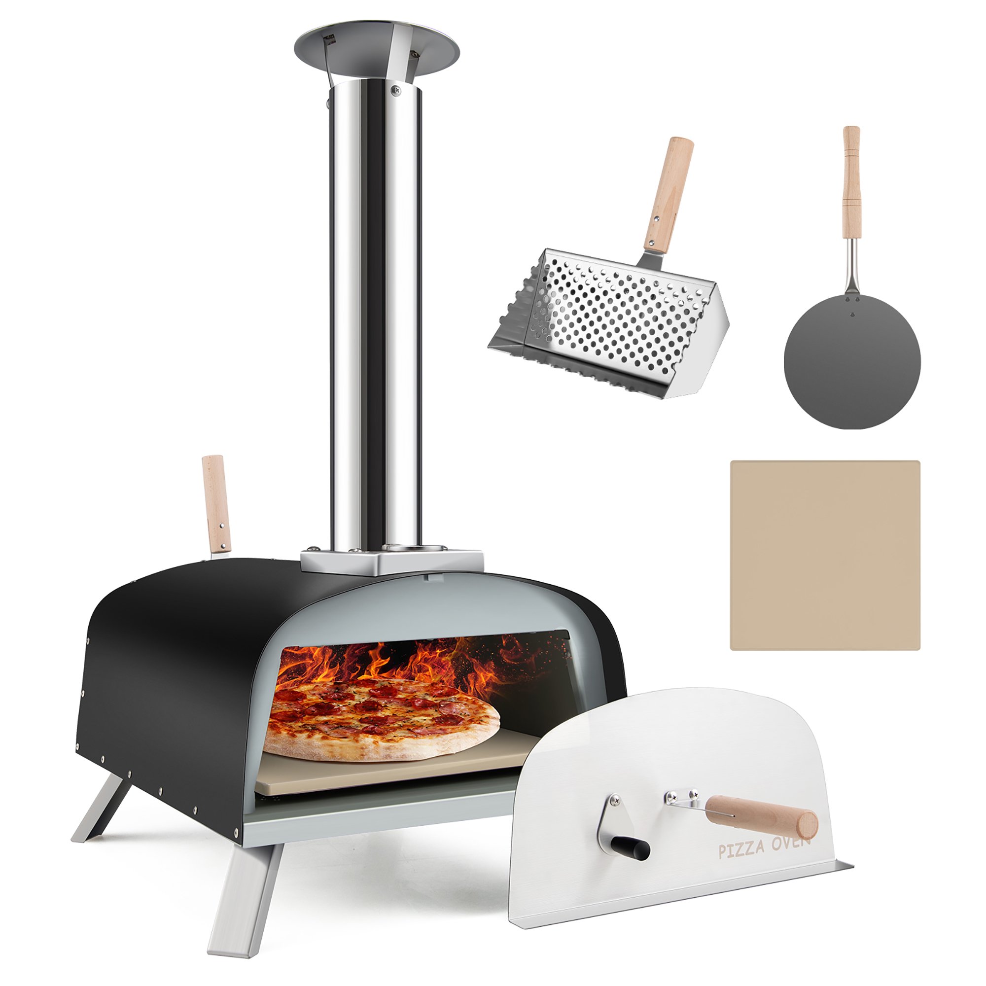 Costway 12 Multi-Fuel Pizza Oven Propane u0026 Wood Fired Pizza Maker Portable  | Walmart Canada