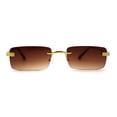 thumbnail image 3 of Art Nouveau Luxury 90s Rimless OG Narrow Rectangle Sunglasses Gold Gradient Brown, 3 of 4
