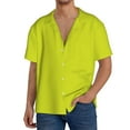 thumbnail image 3 of Gaeub Yellow Men's Lapel Short Sleeve Shirt, Relaxed Fit Shirt, Soft and Breathable for Outdoors Party Travel - X-Large, 3 of 7
