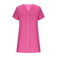 thumbnail image 3 of breaise Robe Fille Mignonne à Boutons, Robe Chemise d'Été à Manches Courtes, Robe Trapèze, Coupe Droite Évasée, Robe T-Shirt d'Été Rose Vif 150, 3 of 5