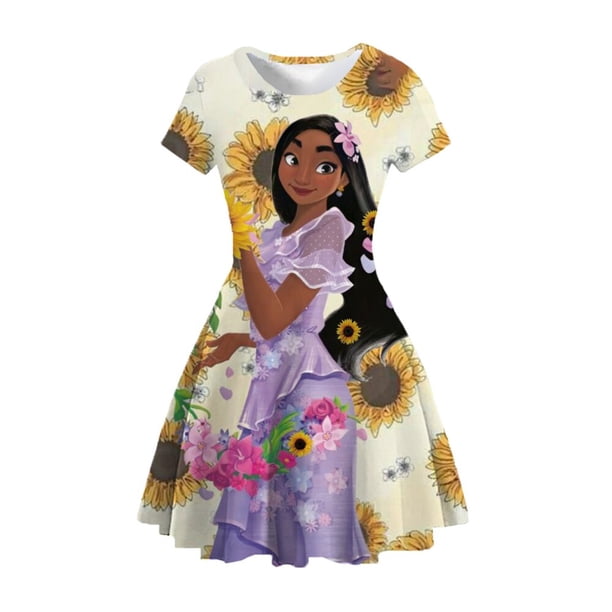 Vestido de princesa Jasmine de Aladino de Disney para niñas, hermosos vestidos de fiesta, disfraces de fantasía, vestidos informales de verano acampanados para niños, 3-14T9T-10T heqiyong CONDUJO