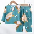 thumbnail image 2 of Odeerbi 1-12 Years Kids Boys Girls Summer Cotton Pajamas Long Sleeve Tops Pants Set Soft Loungewear Cute Print Sleepwear Two-piece Set Kids Boys Girls Clothes, 2 of 3