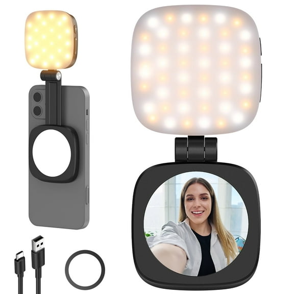 Neewer Magnetic Selfie Light,CRI95 700lx/0.3m Folding LED Phone Fill Ring Lighting with Mirror for Zoom Makeup Photography Recording Video Conference