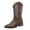 Coffee, variant on Cowboy Boots for Women Mid Calf Western Cowgirl Booties Embroidery Square Toe Pull on Boots
