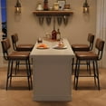 thumbnail image 5 of Upholstered Counter Height Bar Stools Set of 2, with Backrest & Footrest, Thick Cushion, Metal Legs, Brown, 5 of 9