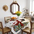thumbnail image 3 of Red Beige Christmas Table Cloth Waterproof Tablecloths, Snowman Xmas Tree Ball Snowflake Winter Tablecloth Dining Table Cover for Kitchen Party Tabletop Outdoor, Square Tablecloth 60x60 Inch, 3 of 9