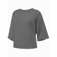 thumbnail image 2 of Women's Oversized Workout Cropped T Shirts Crew Neck Short Sleeve Casual Loose Summer Crop Tee Tops, 2 of 5