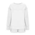 thumbnail image 6 of CFLVAEK Two Piece Outfits Women Shorts and Oversized Patchwork Long Sleeve Sweatshirts Fashion Fall Sweatsuits with Pockets White S, 6 of 7