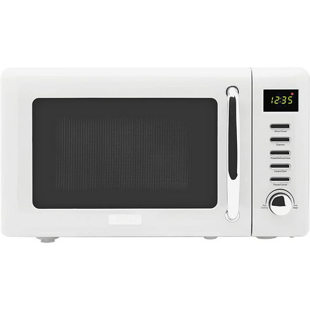 

75049 Vintage Retro 0.7 Cubic Foot/20 Liter 700 Watt Countertop Microwave Oven Kitchen Appliance with Turntable Pull Handle and 5 Power Levels Black/Copper
