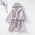 thumbnail image 3 of HFHAPW Boys Girls Robes Kids Toddler Flannel Hooded Bathrobe Pajamas Sleepwear 1T 2T 3T 4T 5T 6T 7T 8T(Grey,7-8 Y), 3 of 7